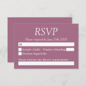 Carte RSVP Mariage Mauve élégant (Devant / Derrière)