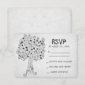 carte RSVP mariage moderne arbre sculpté (Devant / Derrière)