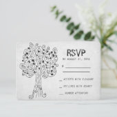 carte RSVP mariage moderne arbre sculpté (Debout devant)