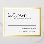 Carte RSVP Mariage moderne chic Foil (Recto)