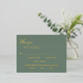 Carte RSVP Mariage moderne Foil minimaliste Sage v (Debout devant)