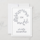 Carte RSVP Mariage Monogramme bleu marine (Devant)