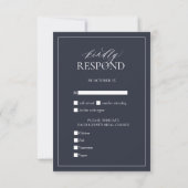 Carte RSVP Mariage Monogramme bleu marine (Dos)