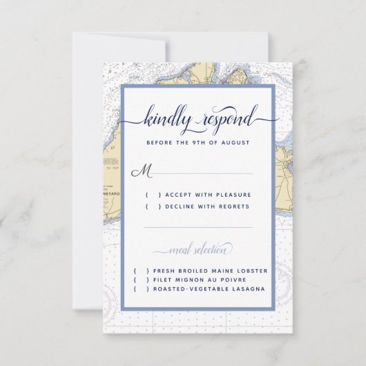 Carte RSVP Mariage Nautique semi-formelle / Événem (Devant)