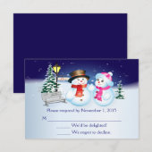 Carte RSVP Mariage Neige Bleu Et Blanc (Devant / Derrière)
