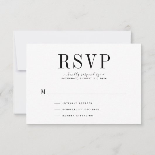 Carte RSVP mariage noir et blanc (Devant)