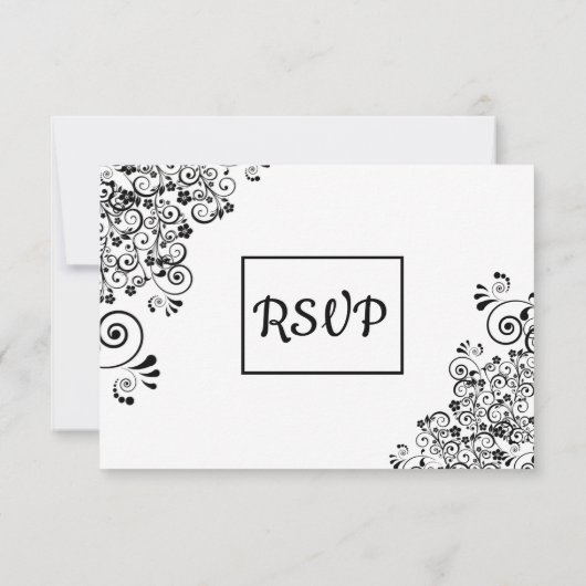 Carte RSVP mariage noir et blanc (Dos)