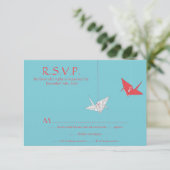 Carte RSVP Mariage Oiseaux Origami Chic (Debout devant)