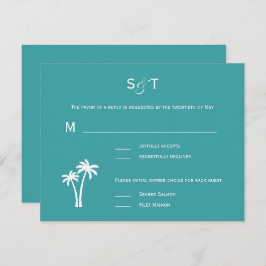 Carte RSVP Mariage Palm Trees (Devant / Derrière)