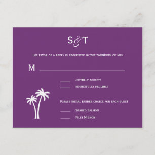 Carte RSVP Mariage Palmiers - Violet