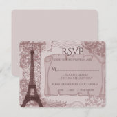 Carte RSVP Mariage Parisienne Rose (Devant / Derrière)
