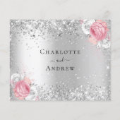 Carte RSVP mariage parties scintillant rose blanc (Dos)