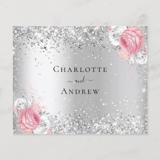 Carte RSVP mariage parties scintillant rose blanc (Dos)