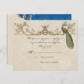 Carte RSVP Mariage Peacock & Etchings vintage (Devant / Derrière)