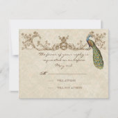 Carte RSVP Mariage Peacock & Etchings vintage (Devant)