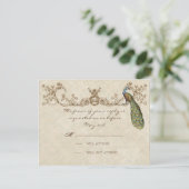Carte RSVP Mariage Peacock & Etchings vintage (Debout devant)