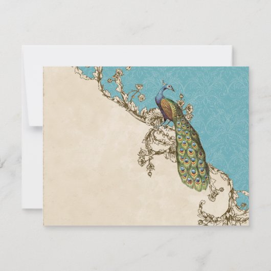 Carte RSVP Mariage Peacock & Etchings vintage (Dos)