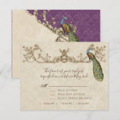 Carte RSVP Mariage Peacock & Etchings vintage (Devant / Derrière)