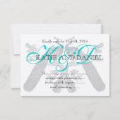 Carte RSVP Mariage Peacock Silver Aqua (Dos)