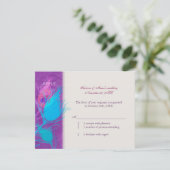 Carte RSVP Mariage Peacock Turquoise bleu violet (Debout devant)