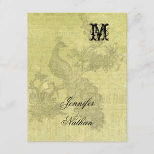 Carte RSVP Mariage Peacock vintage