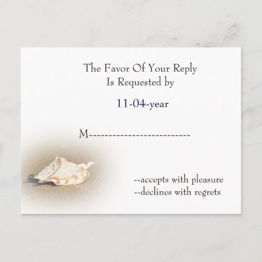 carte rsvp mariage plage (Dos)