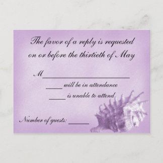 Carte RSVP Mariage Plage (Violet)