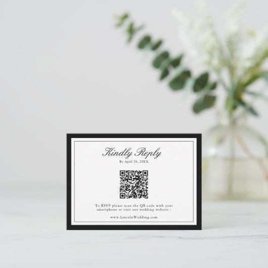 Carte RSVP Mariage QR Code Classic Monogramme (Debout devant)