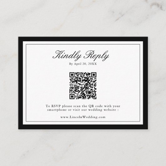Carte RSVP Mariage QR Code Classic Monogramme (Devant)