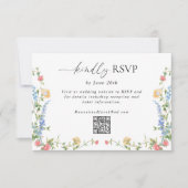 Carte RSVP Mariage QR Code Elégant Fleur sauvage (Devant)