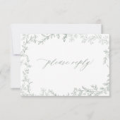 Carte RSVP Mariage RSVP Sage Vert Feuilleté (Devant)