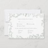 Carte RSVP Mariage RSVP Sage Vert Feuilleté (Dos)