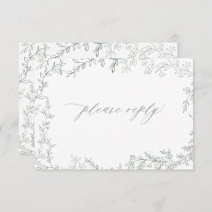 Carte RSVP Mariage RSVP Sage Vert Feuilleté