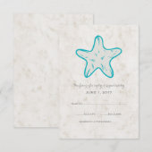 Carte RSVP Mariage Rustique Turquoise Starfish (Devant / Derrière)