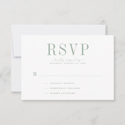 Carte RSVP mariage Sage Green (Devant)