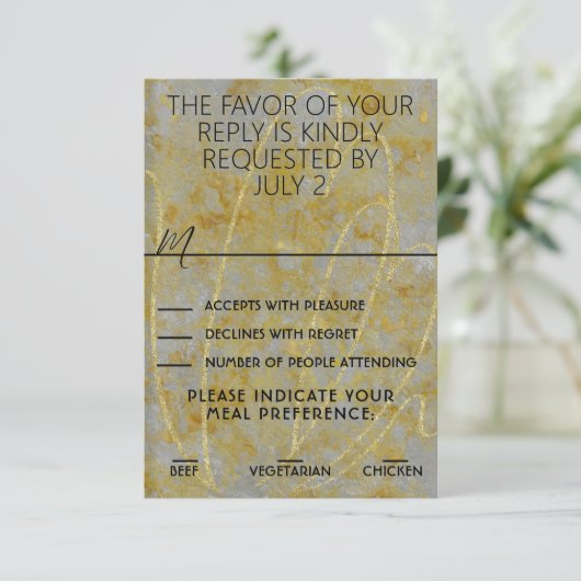 Carte RSVP mariage Silver Lining (Debout devant)