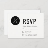 Carte RSVP mariage simple et moderne - cercle noir (Devant / Derrière)