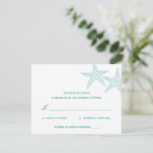 Carte RSVP Mariage Starfish - Turquoise (Debout devant)