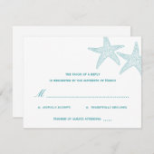 Carte RSVP Mariage Starfish - Turquoise (Devant / Derrière)