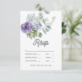 Carte RSVP Mariage Tropical Eucalyptus Succulents (Debout devant)