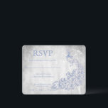 Carte RSVP Mariage Vin Peacock bleu clair<br><div class="desc">Envoyez à vos invités une carte RSVP de mariage de vigne bleu clair simple et élégante avec votre invitation. La conception de la carte RSVP comprend un arrière - plan gris clair avec un paon bleu clair éclatant orné d'une feuille de vigne. Personnalisez avec la date de réponse et les...</div>