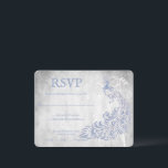 Carte RSVP Mariage Vin Peacock bleu clair<br><div class="desc">Envoyez à vos invités une carte RSVP de mariage de vigne bleu clair simple et élégante avec votre invitation. La conception de la carte RSVP comprend un arrière - plan gris clair avec un paon bleu clair éclatant orné d'une feuille de vigne. Personnalisez avec la date de réponse et les...</div>