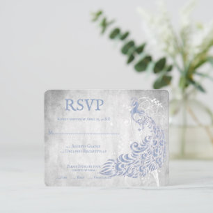 Carte RSVP Mariage Vin Peacock bleu clair