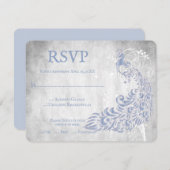 Carte RSVP Mariage Vin Peacock bleu clair (Devant / Derrière)