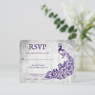 Carte RSVP Mariage Vin Peacock Violet