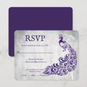 Carte RSVP Mariage Vin Peacock Violet (Devant / Derrière)