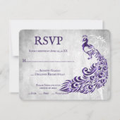 Carte RSVP Mariage Vin Peacock Violet (Devant)