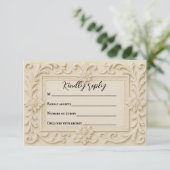 Carte RSVP Mariage Voile Marbre (Debout devant)