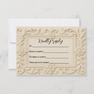 Carte RSVP Mariage Voile Marbre