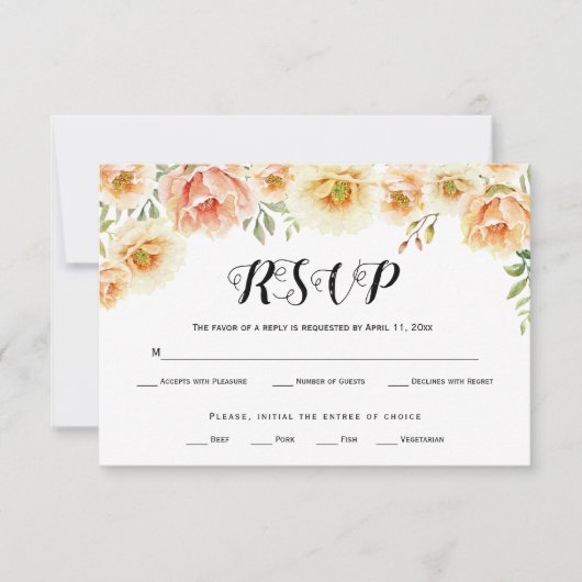 Carte RSVP mariée à la typographie des fleurs d'aq (Devant)
